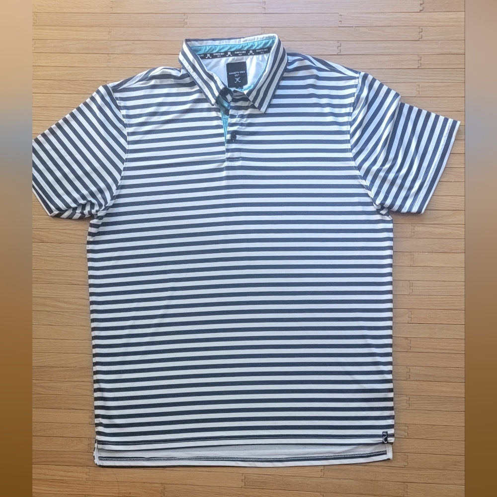 Kenneth Cole mens navy golf Striped polo shirt